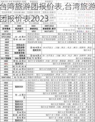 台湾旅游团报价表,台湾旅游团报价表2023