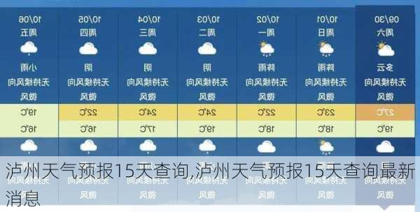 泸州天气预报15天查询,泸州天气预报15天查询最新消息