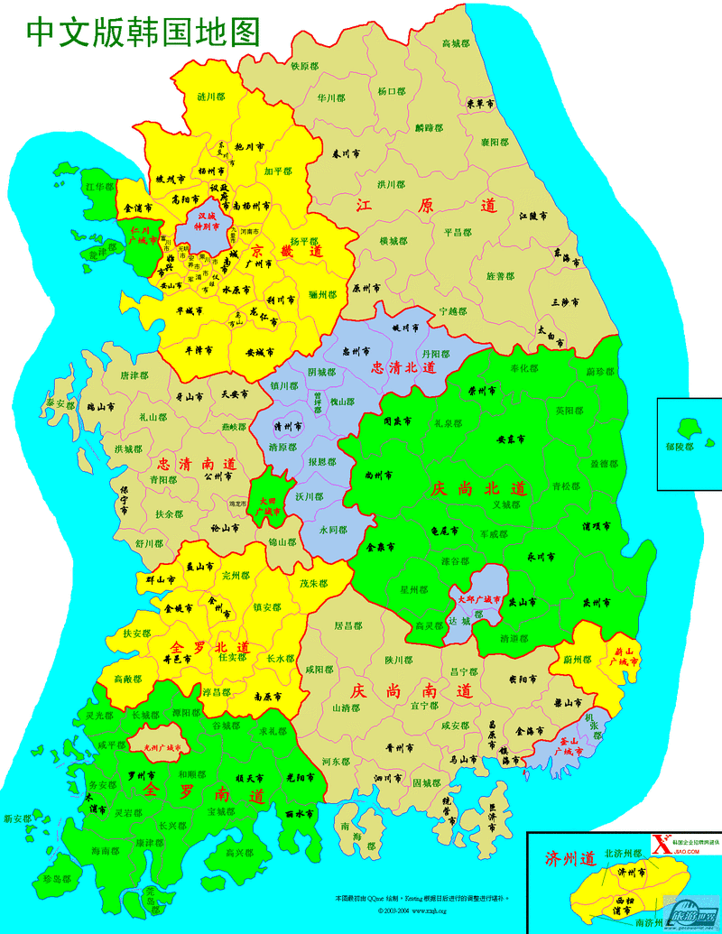 韩国地图,韩国地图详细地图-第1张图片-小艾出游网