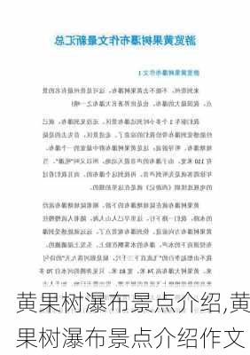 黄果树瀑布景点介绍,黄果树瀑布景点介绍作文